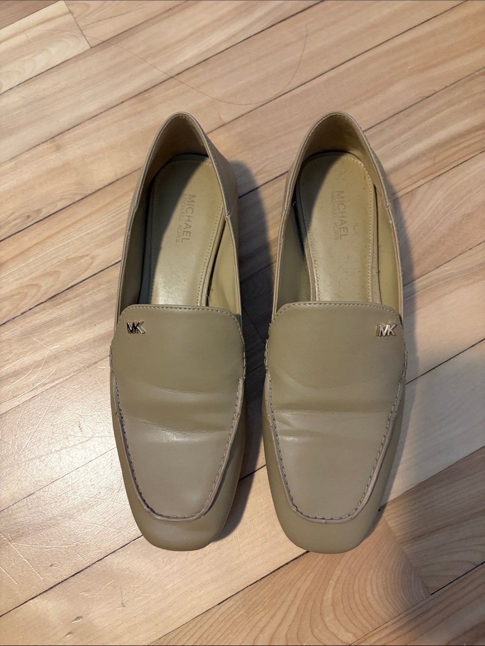Michael Kors Beige/Tan Leather Slip-On Loafers